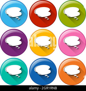 Boutons ronds avec symboles de nuage vides Illustration de Vecteur
