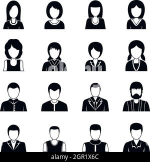 Diverses personnes icons set, le style simple Illustration de Vecteur