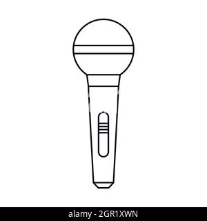 L'icône de microphone sans fil style du contour, Illustration de Vecteur