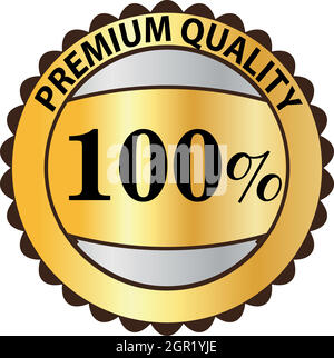 Qualité Premium 100  % icône étiquette d'or Illustration de Vecteur