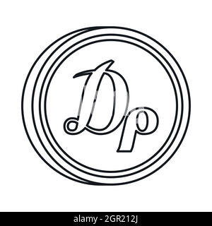 Drachme de style Contour, icône de signe Illustration de Vecteur