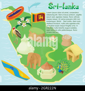 Carte Sri lanka, cartoon style Illustration de Vecteur