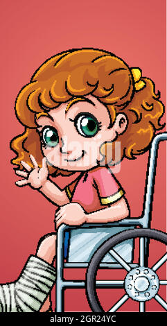 Bonne fille en fauteuil roulant Illustration de Vecteur