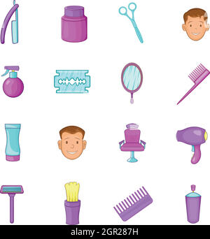 Barbershop icons set , cartoon style Illustration de Vecteur