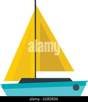 Bleu bateau, icône de style plat Illustration de Vecteur