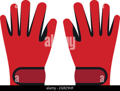 Gants de ski rouge d'hiver, l'icône de style plat Illustration de Vecteur