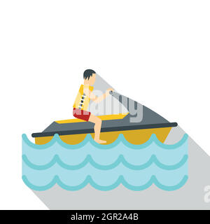 Jet ski rider, icône de style plat Illustration de Vecteur