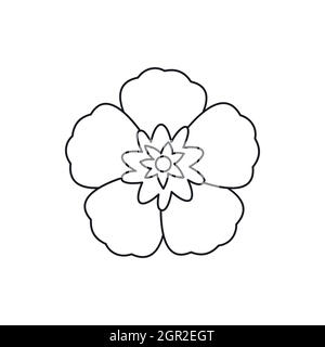 Rose de Sharon, le coréen, l'icône de fleur style contour Illustration de Vecteur