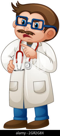 Docteur homme en personnage de dessin animé uniforme sur fond blanc Illustration de Vecteur