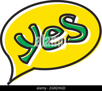 Mot oui en discours, l'icône bulle style plat Illustration de Vecteur