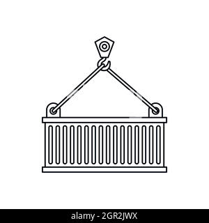 L'icône de charge de la grue avec style du contour, Illustration de Vecteur