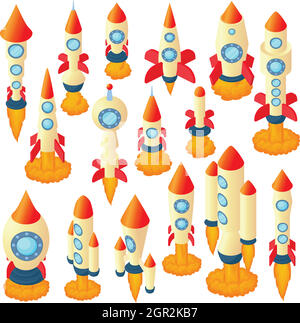 Rocket icons set, cartoon style Illustration de Vecteur