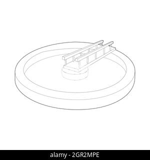 Piscine ronde, icône de style contour Illustration de Vecteur