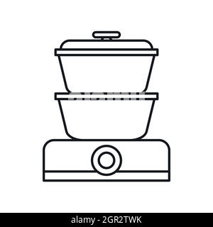 Bain-marie, icône de style contour Illustration de Vecteur