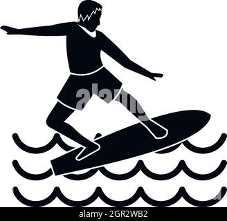 L'icône de surfeur, le style simple Illustration de Vecteur