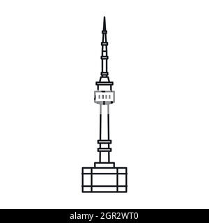 La tour de Namsan à Séoul, l'icône de style contour Illustration de Vecteur