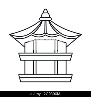 Pagode traditionnelle coréenne, l'icône de style contour Illustration de Vecteur