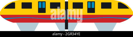 Train monorail, l'icône jaune style plat Illustration de Vecteur