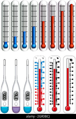 Thermomètres sur différentes échelles Illustration de Vecteur