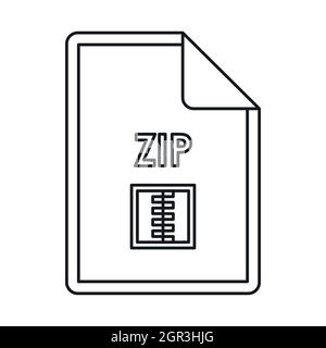 Archive zip style du contour, icône Illustration de Vecteur