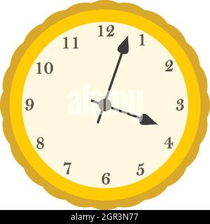 Horloge murale avec RIM, l'icône jaune style plat Illustration de Vecteur