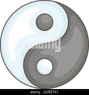 Ying Yang style cartoon en icône Illustration de Vecteur