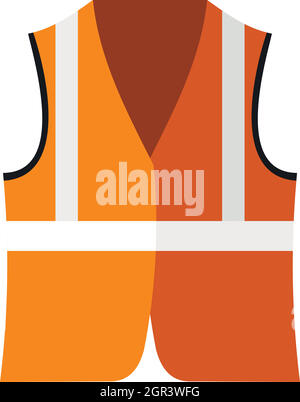 Gilet de sécurité Orange, icône de style plat Illustration de Vecteur