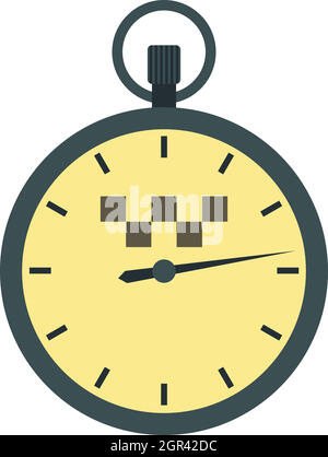 Chronomètre avec taxi sign, icône de style plat Illustration de Vecteur