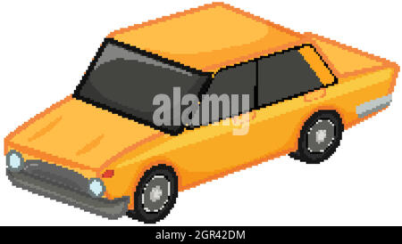 Jouet de voiture jaune de style dessin animé isolé sur fond blanc Illustration de Vecteur