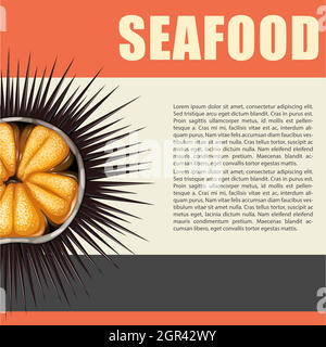 Affiche de fruits de mer avec oursin Illustration de Vecteur