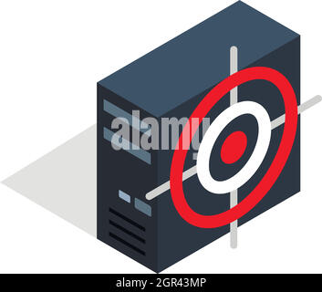 L'unité du système de l'ordinateur et l'icône cible rouge Illustration de Vecteur