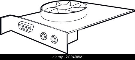 Cpu cooler, icône de style contour Illustration de Vecteur