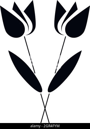 Deux fleurs icône dans le style simple Illustration de Vecteur