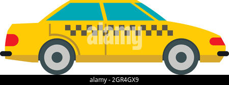 L'icône de la voiture de taxi jaune, style plat Illustration de Vecteur