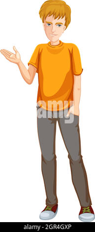 Un jeune homme portant une chemise orange Illustration de Vecteur