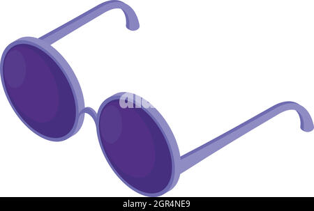 Lunettes avec lentilles rond noir style cartoon icône Illustration de Vecteur