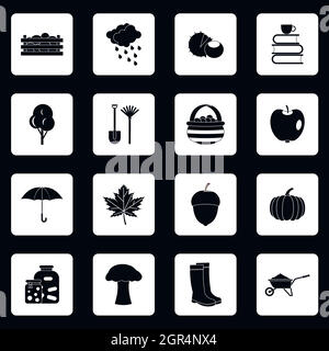 L'automne, le style simple icons set Illustration de Vecteur