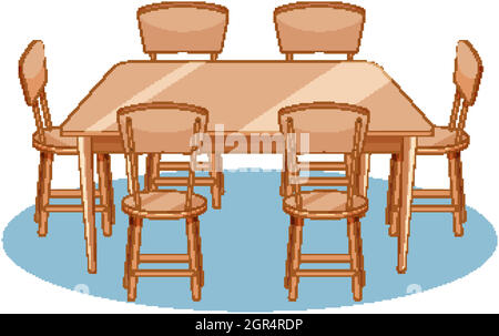 Un ensemble de table et de chaises sur fond blanc Illustration de Vecteur