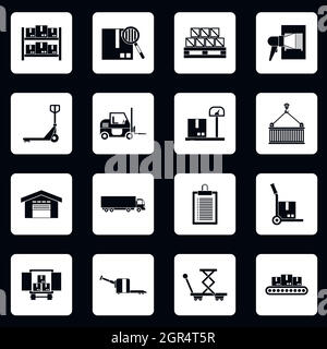 Stockage et d'entrepôt, le style simple icons set Illustration de Vecteur