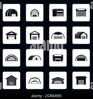 Hangar icons set dans un style simple Illustration de Vecteur