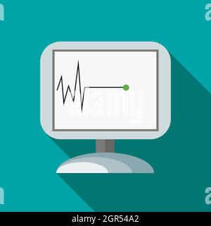 Surveiller l'arrêt cardiaque enregistrée, l'icône de style plat Illustration de Vecteur