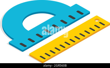 Règle rapporteur et un icône, style 3D isométrique Illustration de Vecteur