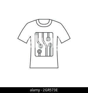 Système électronique t-shirt style du contour, icône Illustration de Vecteur