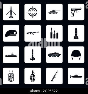 La guerre, le style simple icons set Illustration de Vecteur