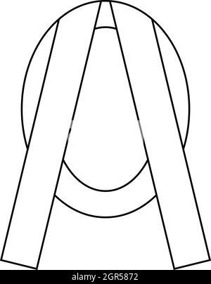 Cadre funéraire avec icône ruban style du contour, Illustration de Vecteur