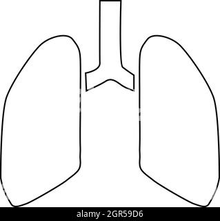 Les poumons, l'icône de style contour Illustration de Vecteur