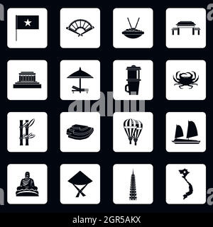 Vietnam icons set, le style simple Illustration de Vecteur