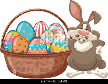 Affiche pour pâques avec lapin et œufs de pâques Illustration de Vecteur