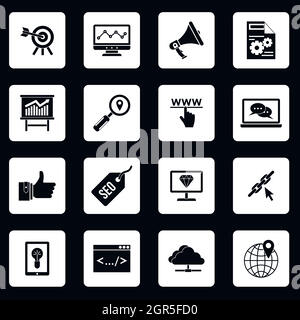 SEO icons set, le style simple Illustration de Vecteur