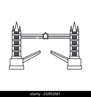 Tower Bridge, l'icône de style contour Illustration de Vecteur